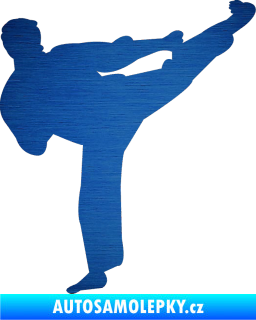 Samolepka Karate 008 pravá škrábaný kov modrý
