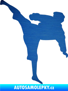 Samolepka Karate 009 levá škrábaný kov modrý