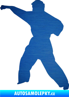 Samolepka Karate 010 levá škrábaný kov modrý