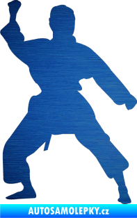 Samolepka Karate 011 levá škrábaný kov modrý