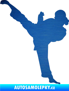 Samolepka Karate 012 levá škrábaný kov modrý