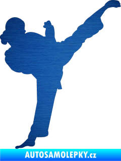 Samolepka Karate 012 pravá škrábaný kov modrý