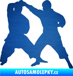 Samolepka Karate 013 pravá souboj škrábaný kov modrý