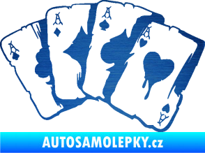 Samolepka Karty 004 škrábaný kov modrý