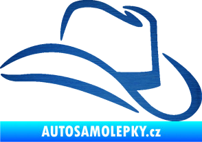 Samolepka Klobouk 002 pravá škrábaný kov modrý
