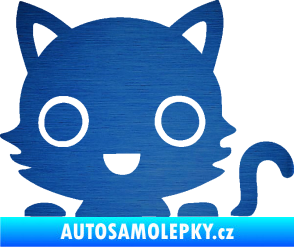Samolepka Kočka 014 pravá kočka v autě škrábaný kov modrý
