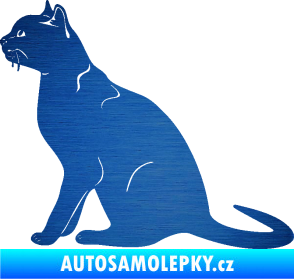 Samolepka Kočka 021 levá škrábaný kov modrý