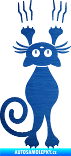 Samolepka Kočka 023 levá s drápanci škrábaný kov modrý