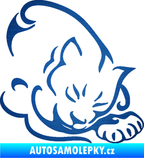 Samolepka Kočka 030 pravá škrábaný kov modrý