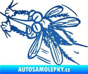 Samolepka Komár 002 levá škrábaný kov modrý