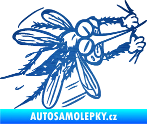 Samolepka Komár 002 pravá škrábaný kov modrý