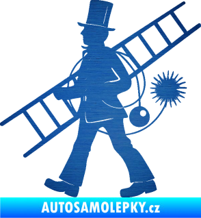 Samolepka Kominík 001 levá škrábaný kov modrý