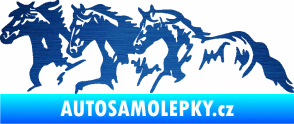 Samolepka Koníci 004 levá stádo škrábaný kov modrý