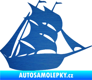 Samolepka Koráb 001 pravá škrábaný kov modrý