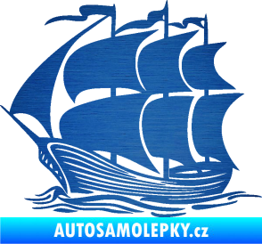 Samolepka Koráb 002 levá škrábaný kov modrý