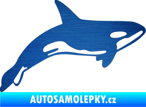 Samolepka Kosatka 001 pravá škrábaný kov modrý