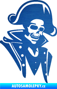 Samolepka Kostra pirát pravá škrábaný kov modrý
