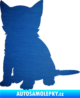 Samolepka Koťátko 005 levá škrábaný kov modrý