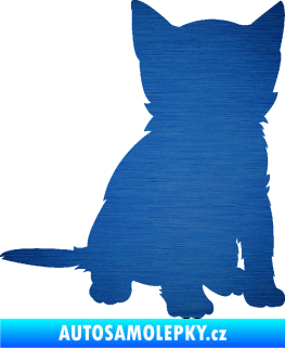 Samolepka Koťátko 005 pravá škrábaný kov modrý