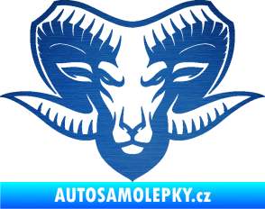 Samolepka Kozel 006 hlava škrábaný kov modrý