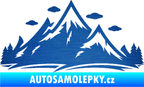 Samolepka Krajina hory 002 levá škrábaný kov modrý