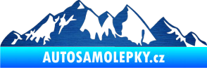 Samolepka Krajina hory 021 levá škrábaný kov modrý
