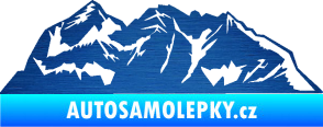 Samolepka Krajina hory 024 pravá škrábaný kov modrý