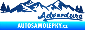 Samolepka Krajina hory 028 pravá škrábaný kov modrý