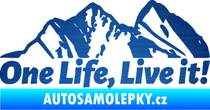 Samolepka Krajina hory 029 levá škrábaný kov modrý