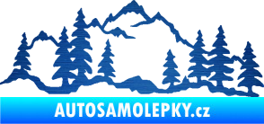 Samolepka Krajina hory 033 levá škrábaný kov modrý