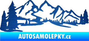 Samolepka Krajina hory 038 levá škrábaný kov modrý
