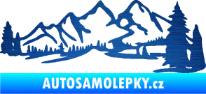 Samolepka Krajina hory 038 pravá škrábaný kov modrý
