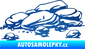 Samolepka Krajina kameny 001 škrábaný kov modrý