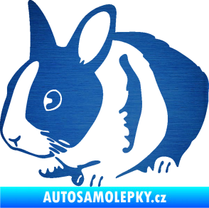 Samolepka Králík 002 levá zakrslý králíček škrábaný kov modrý