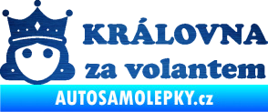 Samolepka Královna za volantem nápis škrábaný kov modrý