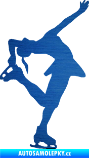 Samolepka Krasobruslení 001 pravá krasobruslařka škrábaný kov modrý