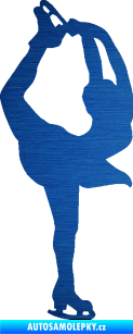 Samolepka Krasobruslení 003 pravá krasobruslařka škrábaný kov modrý