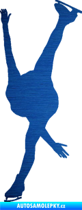 Samolepka Krasobruslení 005 levá krasobruslařka škrábaný kov modrý