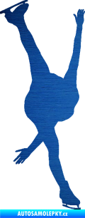Samolepka Krasobruslení 005 pravá krasobruslařka škrábaný kov modrý