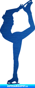 Samolepka Krasobruslení 011 levá krasobruslařka škrábaný kov modrý