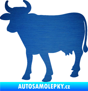 Samolepka Kráva 002 levá škrábaný kov modrý