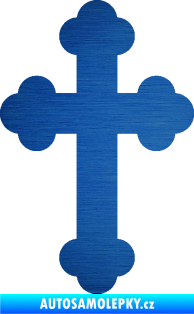 Samolepka Křesťanský kříž 001 škrábaný kov modrý