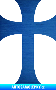 Samolepka Křesťanský kříž 002 škrábaný kov modrý