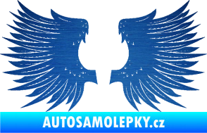 Samolepka Křídla 004 škrábaný kov modrý