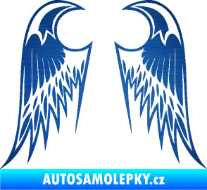 Samolepka Křídla 006 škrábaný kov modrý
