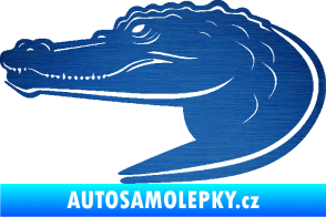 Samolepka Krokodýl 004 levá škrábaný kov modrý