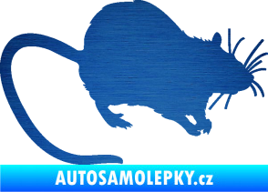 Samolepka Krysa 002 pravá škrábaný kov modrý