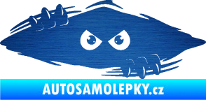 Samolepka Kuk 003 pravá šmírák škrábaný kov modrý