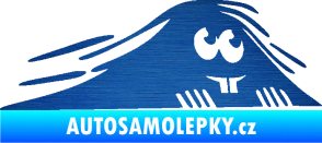 Samolepka Kuk 004 pravá zubatý šmíráček škrábaný kov modrý