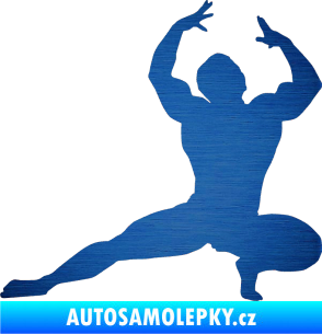 Samolepka Kulturista 009 levá škrábaný kov modrý